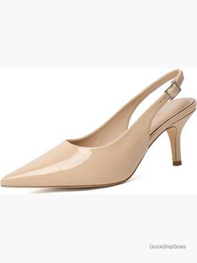 Slingback Kitten Heels Closed Pointed Toe Ankle Strap Low Heeled Pumps